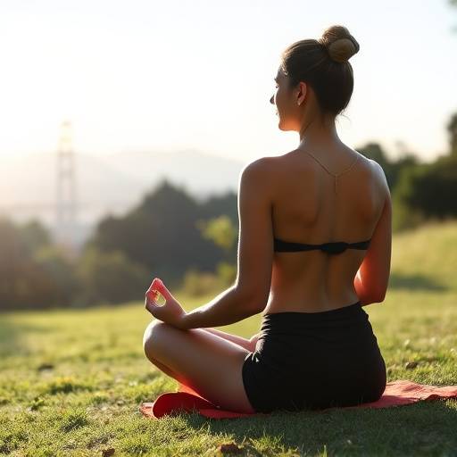 A woman meditating peacefully in a San Francisco park, symbolizing holistic wellness.