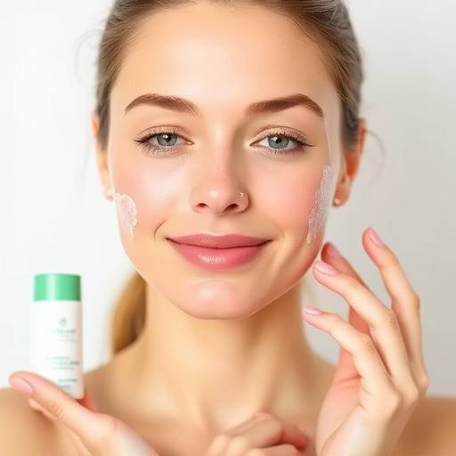 Variety of skincare products for combination skin, including cleanser, moisturizer and spot treatment